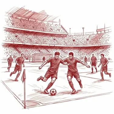 Illustration d'un match de football en stade, représentant l'accompagnement comptable des clubs sportifs par Nathalie Bouard Expertise